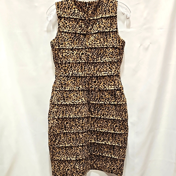 Calvin Klein, Leopard Print, Midi dress, Fitted, Stretch, Soft, Sz 4 - Picture 6 of 6